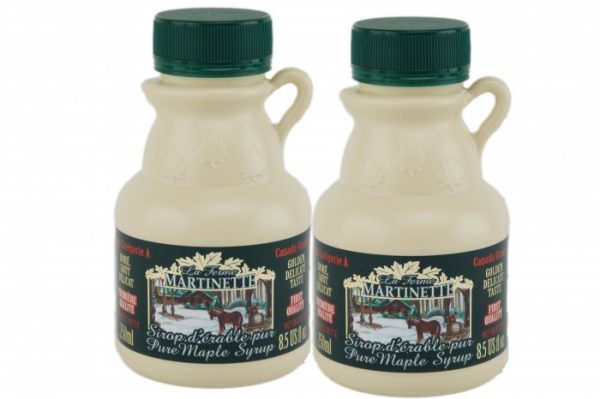 Jarabe puro de maple CANADÁ A- Dorado, sabor delicado 2x250ml jarras de plástico