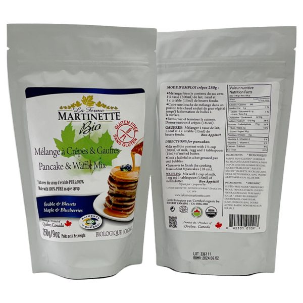 SIN GLUTEN ORGÁNICA Harina para hot-cakes maple-blueberry (con acianos) 250g