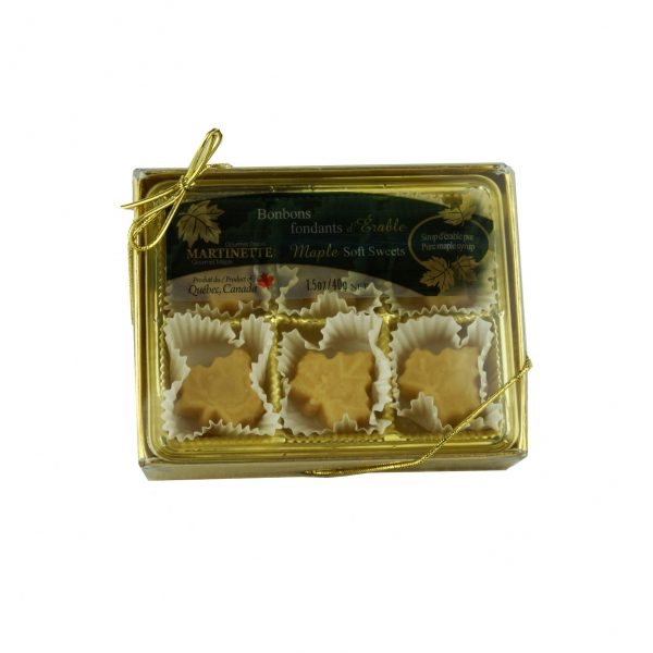 Caramelos fondants de maple – caja de 6 piezas (40 g / 1.5 oz) en forma de hoja de maple