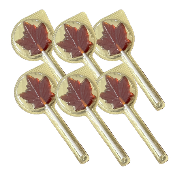 Paletas de jarabe puro de maple -Bolsa con 6 paletas de x 20g en forma de hoja de maple