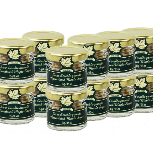 Azúcar de maple puro granulado GRUESO-Tarros de 12×15 g , Mignons