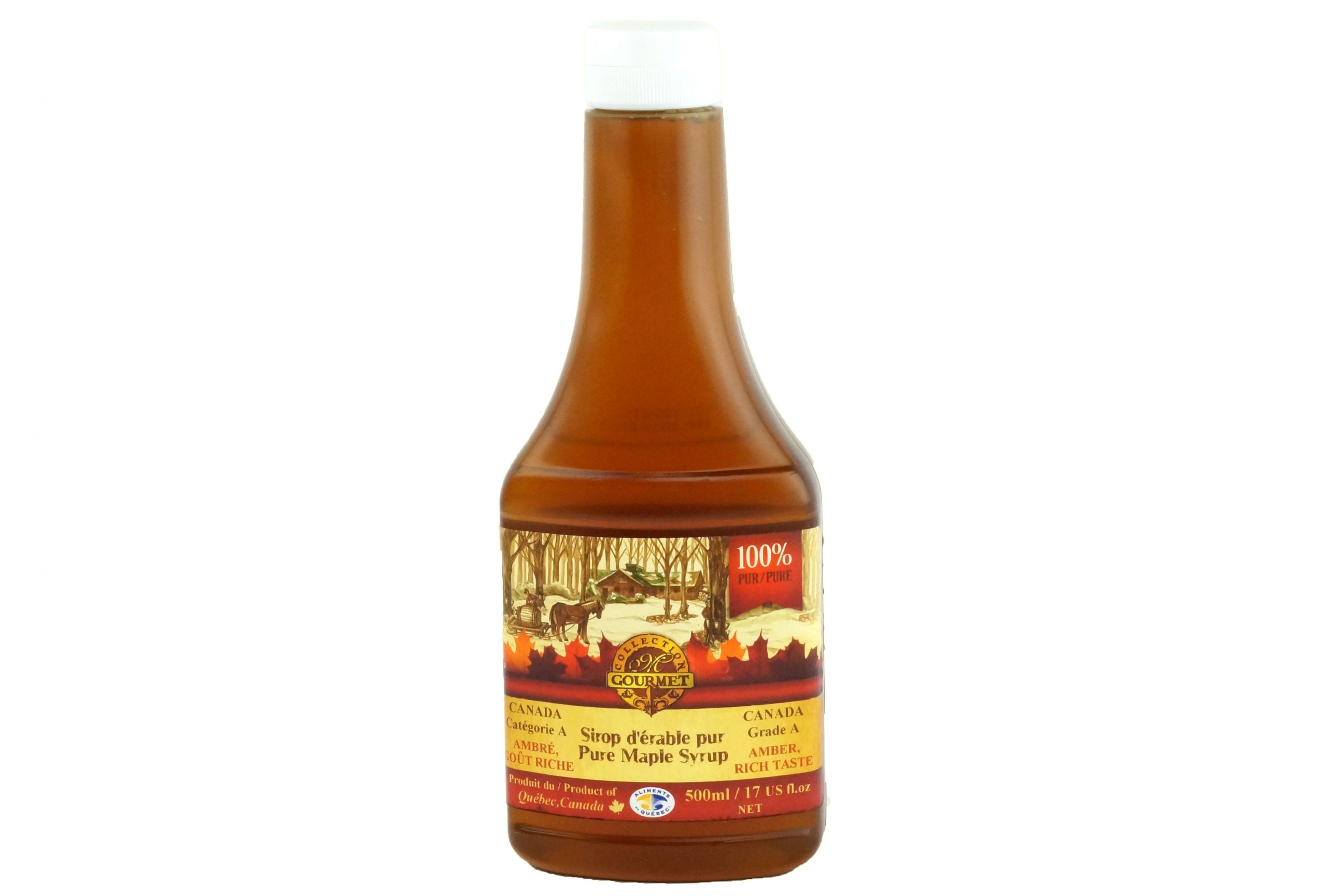 Jarabe puro de maple 500ml - Ambré, Gota Riche - Botella exprimida