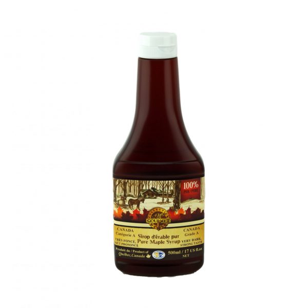 Jarabe puro de maple 500ml – Muy oscuro, sabor fuerte – Botella exprimible